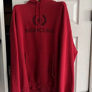 BB Balenciaga Hoodie red Large L EUC oversized